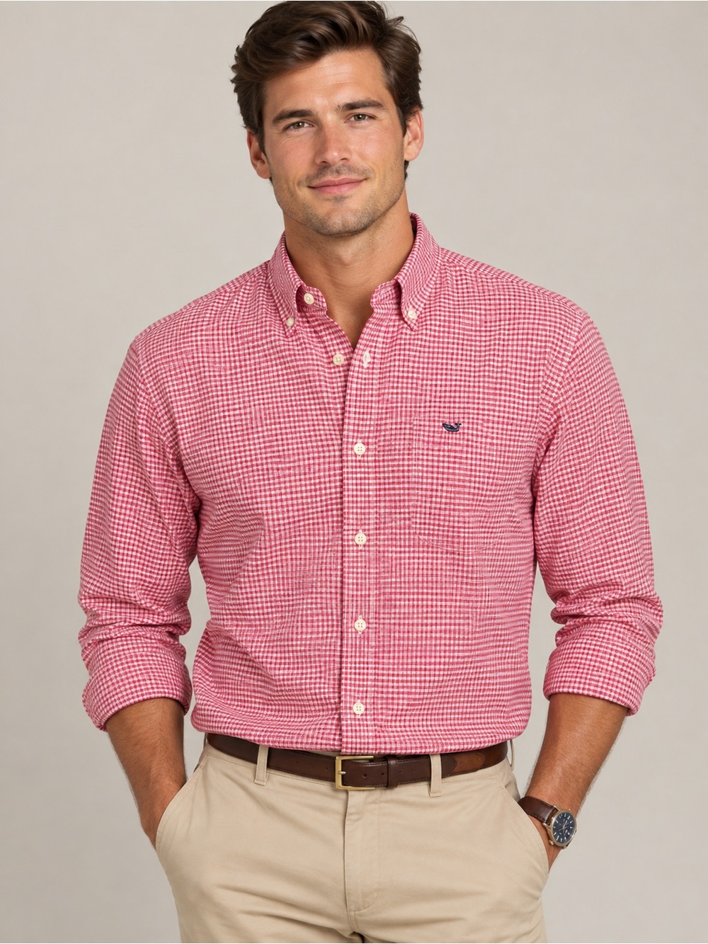 Southern Marsh Pink Gingham Button-Down Shirt